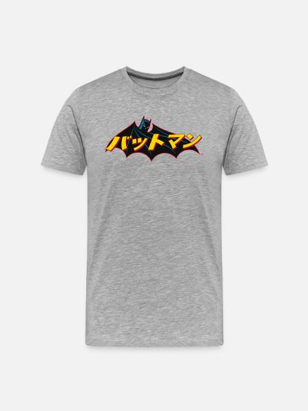 Batman Logo Japanisch - Männer Premium Bio T-Shirt - Grau meliert