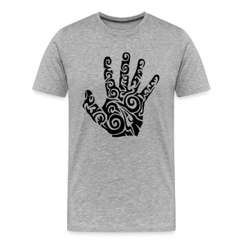 main tribal hand finger 0 - T-shirt bio Premium Homme - gris chiné - Devant - Damien (186cm)