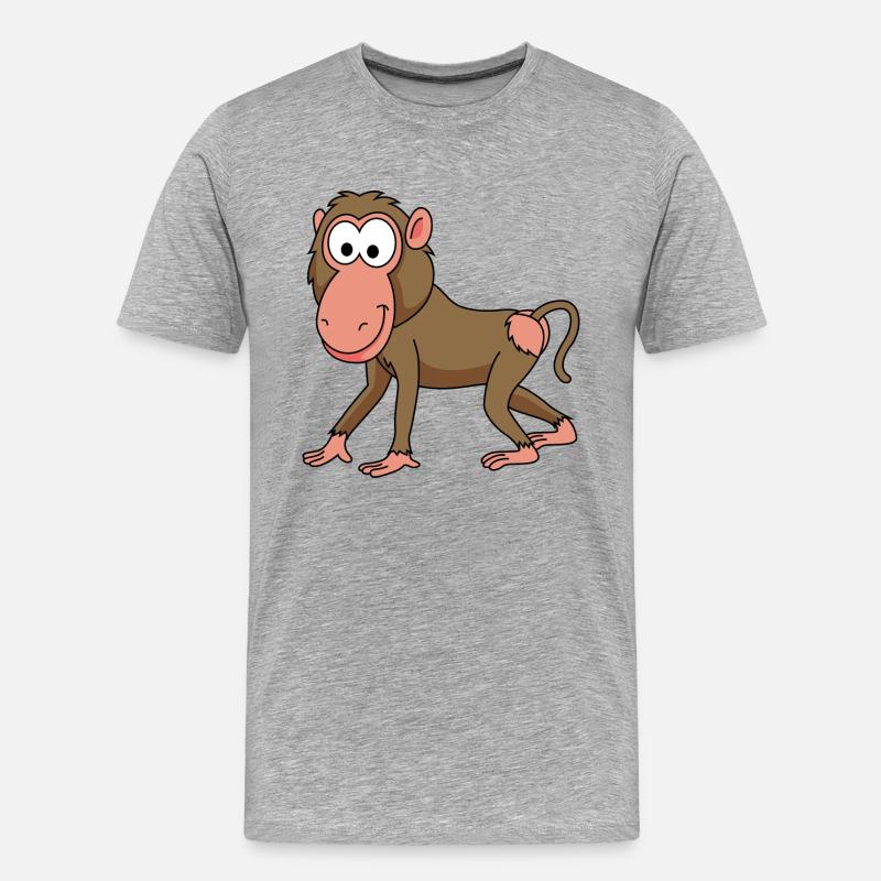 Monkey affe comic - Männer Premium Bio T-Shirt - Grau meliert