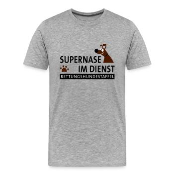 Supernase im Dienst - Männer Premium Bio T-Shirt - Grau meliert - Vorne - Damien (186cm)