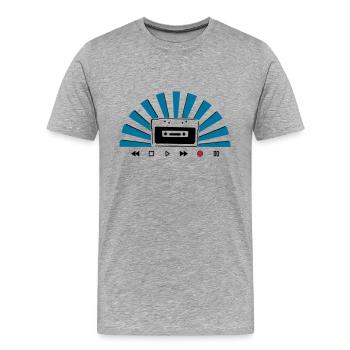 Kassette - Männer Premium Bio T-Shirt - Grau meliert - Vorne - Damien (186cm)