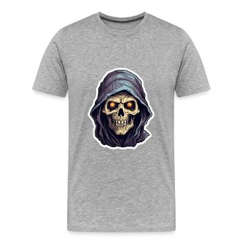 Tod Totenkopf Halloween - Männer Premium Bio T-Shirt - Grau meliert - Vorne - Damien (186cm)