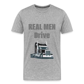 real men drive trucks echte männer fahren lkw - Männer Premium Bio T-Shirt - Grau meliert - Vorne - Damien (186cm)