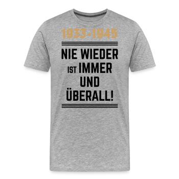 1933-1945 – Nie Wieder Ist Immer Und Überall! POS - Männer Premium Bio T-Shirt - Grau meliert - Vorne - Damien (186cm)