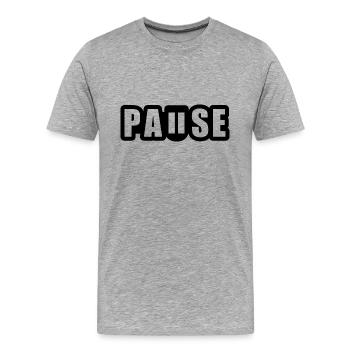 Pause - Unterbrechung - Pausenknopf - Männer Premium Bio T-Shirt - Grau meliert - Vorne - Damien (186cm)