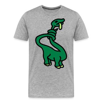 stranglesaurus_dino_3c - Männer Premium Bio T-Shirt - Grau meliert - Vorne - Damien (186cm)