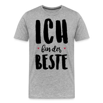 Ich bin der Beste - Männer Premium Bio T-Shirt - Grau meliert - Vorne - Damien (186cm)