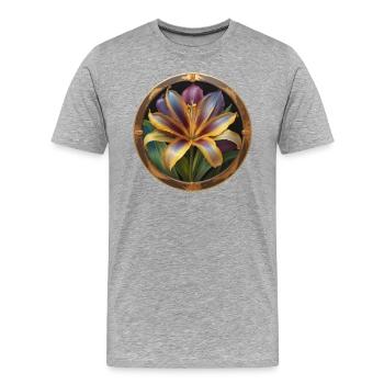 Fliederblume in Blüte - Männer Premium Bio T-Shirt - Grau meliert - Vorne - Damien (186cm)