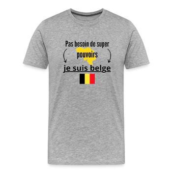 Je suis belge - T-shirt bio Premium Homme - gris chiné - Devant - Damien (186cm)