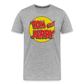 Tom et Jerry Logo - T-shirt bio Premium Homme - gris chiné - Devant - Damien (186cm)