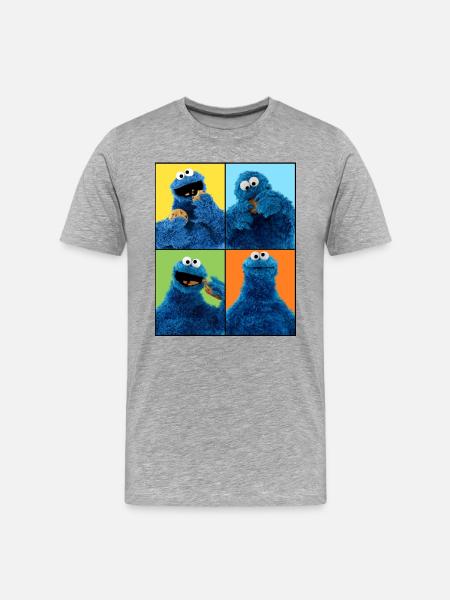 Sesamstraße Krümelmonster Posen - Männer Premium Bio T-Shirt - Grau meliert