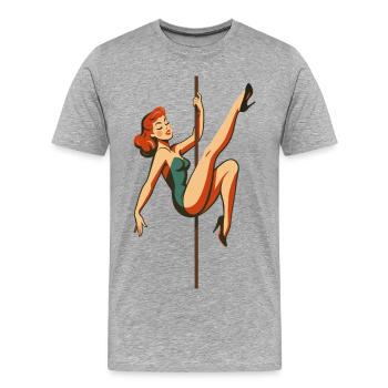 Pole Dance Poledancerin rothaarig Retro 50er Jahre - Männer Premium Bio T-Shirt - Grau meliert - Vorne - Damien (186cm)
