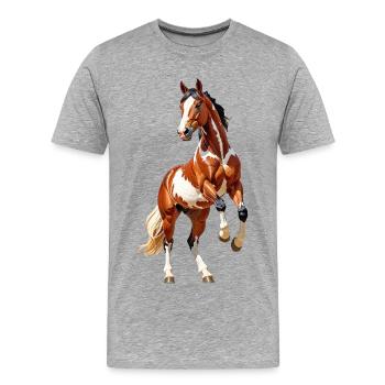 Cheval - T-shirt bio Premium Homme - gris chiné - Devant - Damien (186cm)