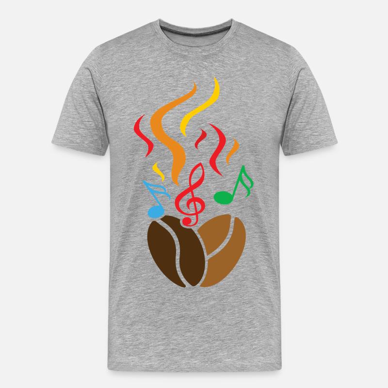 Kaffeebohnen mit Noten - Männer Premium Bio T-Shirt - Grau meliert