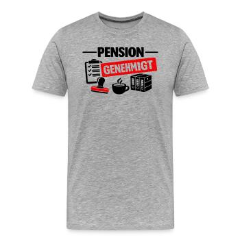 Pension genehmigt - Männer Premium Bio T-Shirt - Grau meliert - Vorne - Damien (186cm)