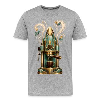 Art Deco Steampunk Coffee Machine - Men's Premium Organic T-Shirt - heather grey - Front - Damien (186cm)