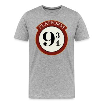 Harry Potter Platform 9 3/4 - Männer Premium Bio T-Shirt - Grau meliert - Vorne - Damien (186cm)