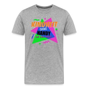 Kindheit ohne Handy - Ich war dabei - Männer Premium Bio T-Shirt - Grau meliert - Vorne - Damien (186cm)