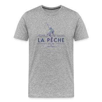 SAISON DE LA PÊCHE - T-shirt bio Premium Homme - gris chiné - Devant - Damien (186cm)