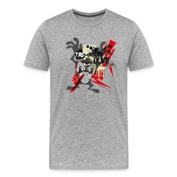 Looney Tunes Taz Der Tasmanische Teufel Pose - Männer Premium Bio T-Shirt - Grau meliert - Vorne - Damien (186cm)