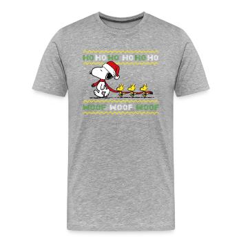 Peanuts Snoopy Hohoho - Männer Premium Bio T-Shirt - Grau meliert - Vorne - Damien (186cm)