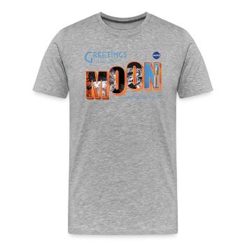 NASA Greetings From The Moon Urlaubskarte-Design - Männer Premium Bio T-Shirt - Grau meliert - Vorne - Damien (186cm)