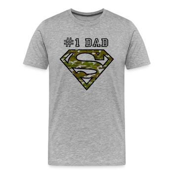 Superman Super Dad Army - Men's Premium Organic T-Shirt - heather grey - Front - Damien (186cm)