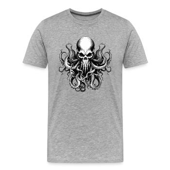 Human skull with tentacles 04 - Men's Premium Organic T-Shirt - heather grey - Front - Damien (186cm)