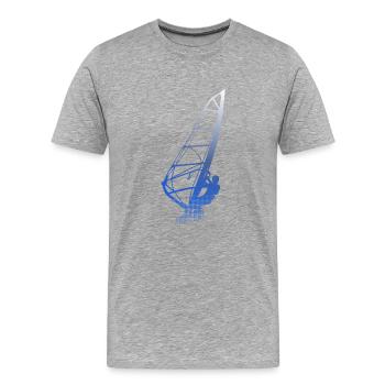 Windsurfer Silhouette - Männer Premium Bio T-Shirt - Grau meliert - Vorne - Damien (186cm)