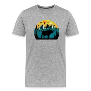 Sonnenuntergang Bison - Männer Premium Bio T-Shirt - Grau meliert - Vorne - Damien (186cm)