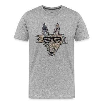 Loup hipster - T-shirt bio Premium Homme - gris chiné - Devant - Damien (186cm)