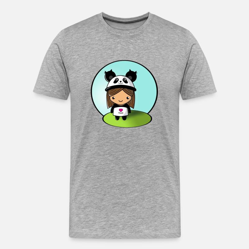 Panda-Mädchen! - Männer Premium Bio T-Shirt - Grau meliert