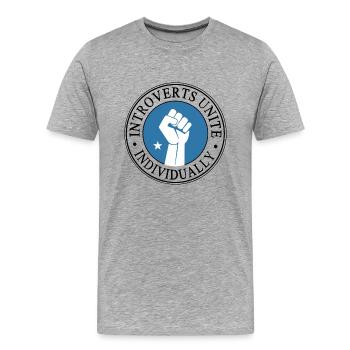 introverts unite - Men's Premium Organic T-Shirt - heather grey - Front - Damien (186cm)