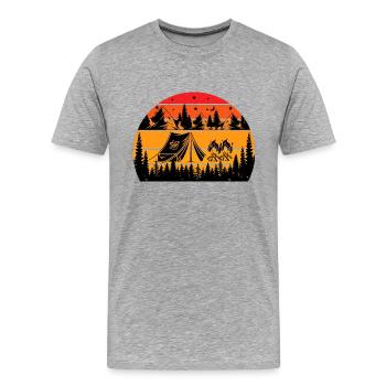 camping vintage sunset retro - T-shirt bio Premium Homme - gris chiné - Devant - Damien (186cm)