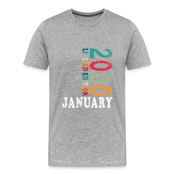 25. Geburtstag Vintage Januar 2000 Jahrgang - Männer Premium Bio T-Shirt - Grau meliert - Vorne - Damien (186cm)