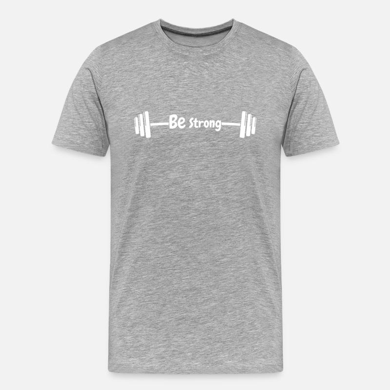 Sei stark - Männer Premium Bio T-Shirt - Grau meliert