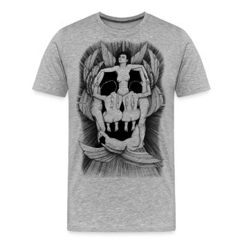 Gefallene Engel beschwören die alten Samurai - Männer Premium Bio T-Shirt - Grau meliert - Vorne - Damien (186cm)