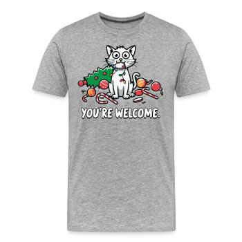You’re Welcome Lustige Chaos-Katze Weihnachten - Männer Premium Bio T-Shirt - Grau meliert - Vorne - Damien (186cm)