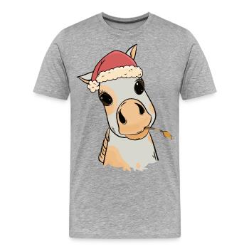Fohlen Baby Xmas Weihnachtsgeschenk Pferdenarr - Männer Premium Bio T-Shirt - Grau meliert - Vorne - Damien (186cm)