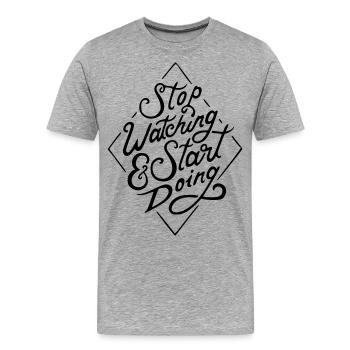 arrêter de regarder - T-shirt bio Premium Homme - gris chiné - Devant - Damien (186cm)