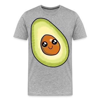 Avocado Frucht naschen Speise Früchte Vitamine - Männer Premium Bio T-Shirt - Grau meliert - Vorne - Damien (186cm)