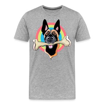 malinois avec os - T-shirt bio Premium Homme - gris chiné - Devant - Damien (186cm)