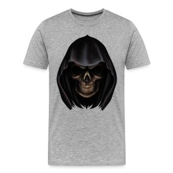 Sensenmann Kopf - Männer Premium Bio T-Shirt - Grau meliert - Vorne - Damien (186cm)