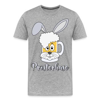 Prosterhase Osterhase Ostern Prostern Bier Prost - Männer Premium Bio T-Shirt - Grau meliert - Vorne - Damien (186cm)