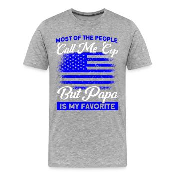 American Police Police Grandfather - Men's Premium Organic T-Shirt - heather grey - Front - Damien (186cm)