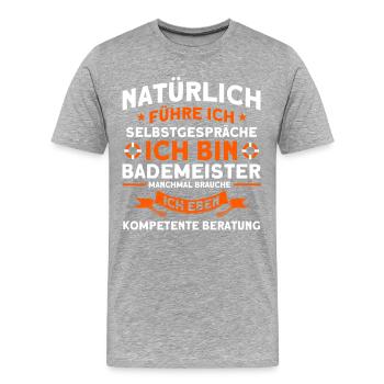 Bademeister Schwimmbad Lifeguard Rettungsschwimmer - Männer Premium Bio T-Shirt - Grau meliert - Vorne - Damien (186cm)