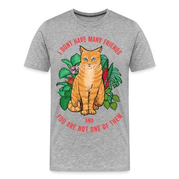 Chat pas sympathique - T-shirt bio Premium Homme - gris chiné - Devant - Damien (186cm)