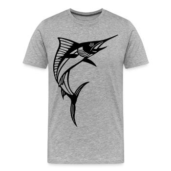 Schwarzer Schwertfisch - Männer Premium Bio T-Shirt - Grau meliert - Vorne - Damien (186cm)