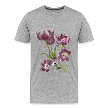 Tulips and Stars, Mixed Media Artwork - Men's Premium Organic T-Shirt - heather grey - Front - Damien (186cm)