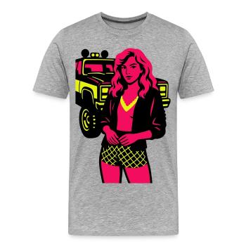 Woman with Truck - Men's Premium Organic T-Shirt - heather grey - Front - Damien (186cm)